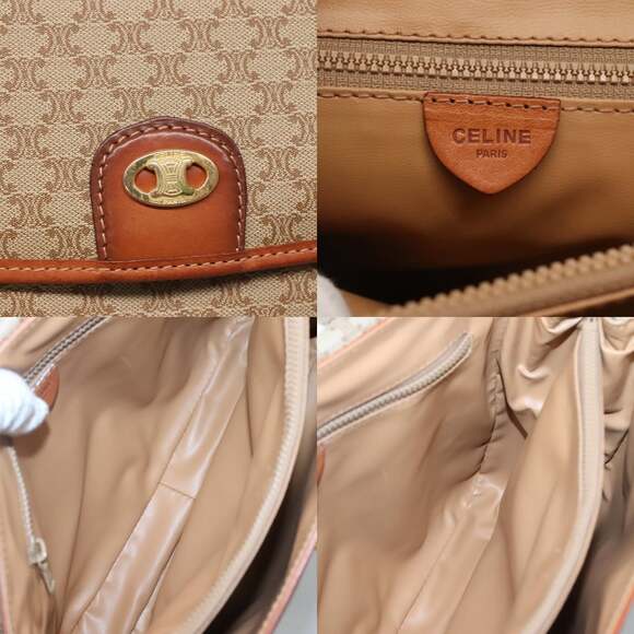 CELINE Macadam Canvas Hand Bag Beige Gold - Picture 11 of 13